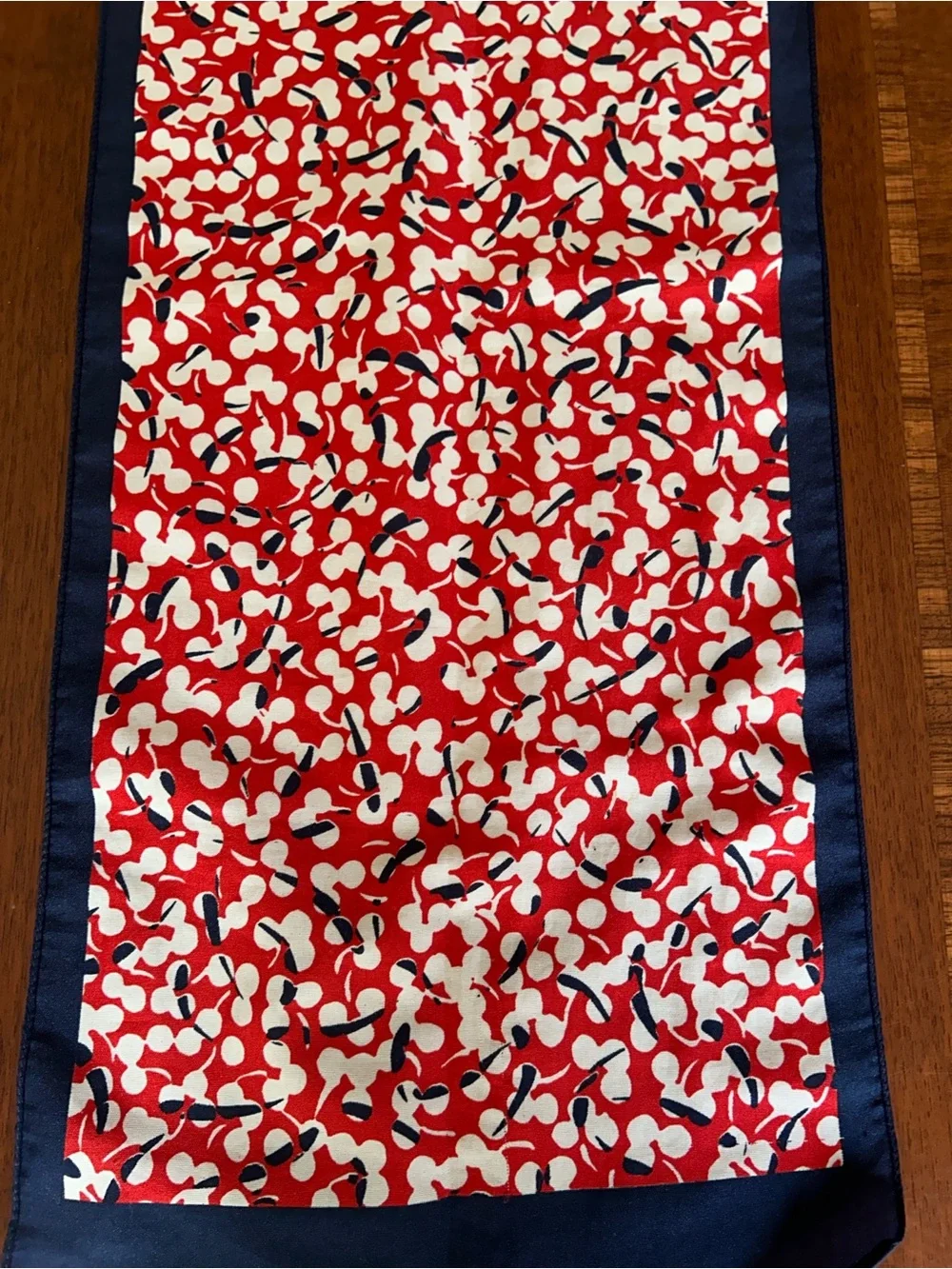 Red, Navy & White Patterned Women's Scarf 10“ x 51“